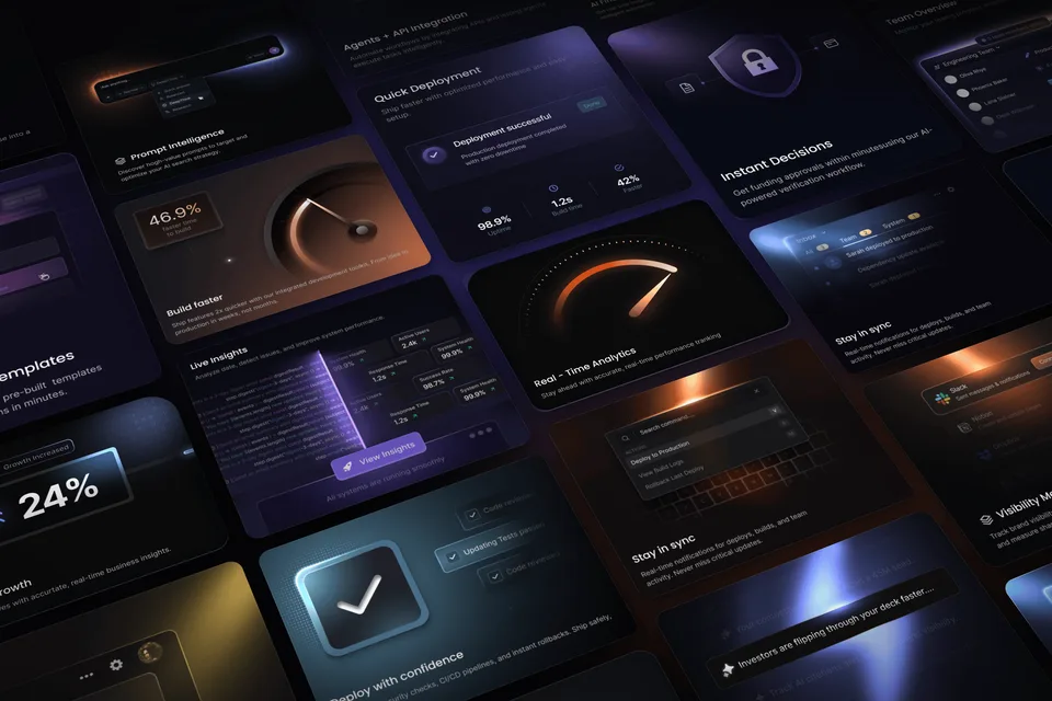 Dark Bento UI Kit components for Figma
