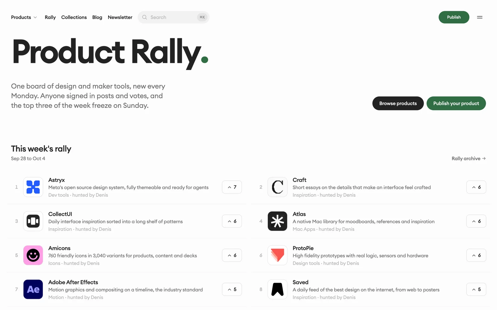 Product Rally website